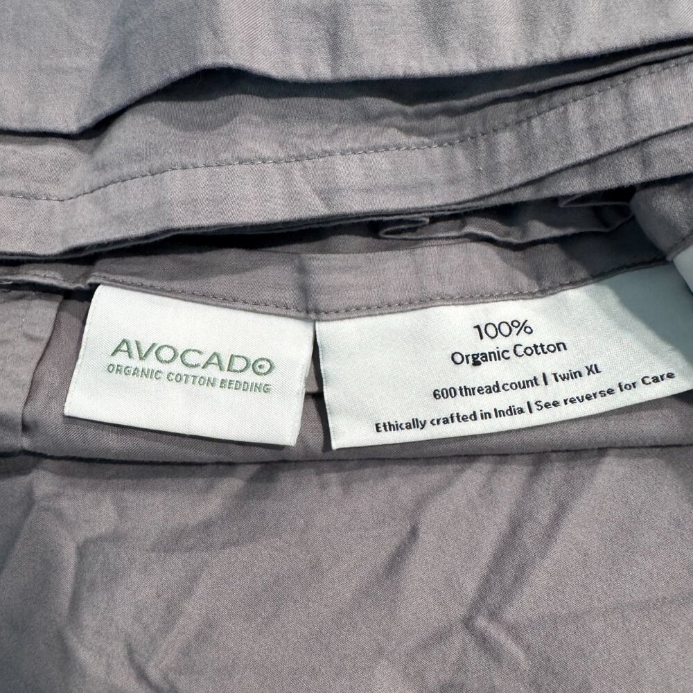 AVOCADO mattress Organic Dorm sheet set TWIN XL gray  (fitted and flat) - Picture 3 of 3